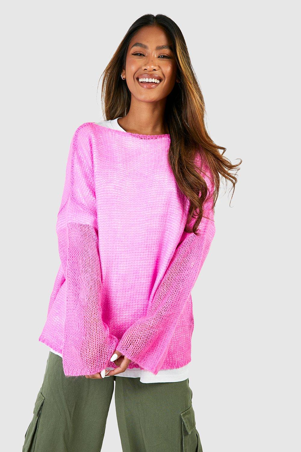 Pink slouchy sweater sale